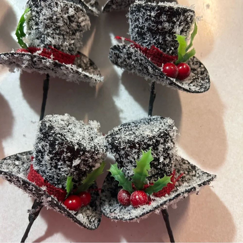 NWOT‎ TOP HAT CHRISTMAS TREE PICKS 3 SETS OF 6
